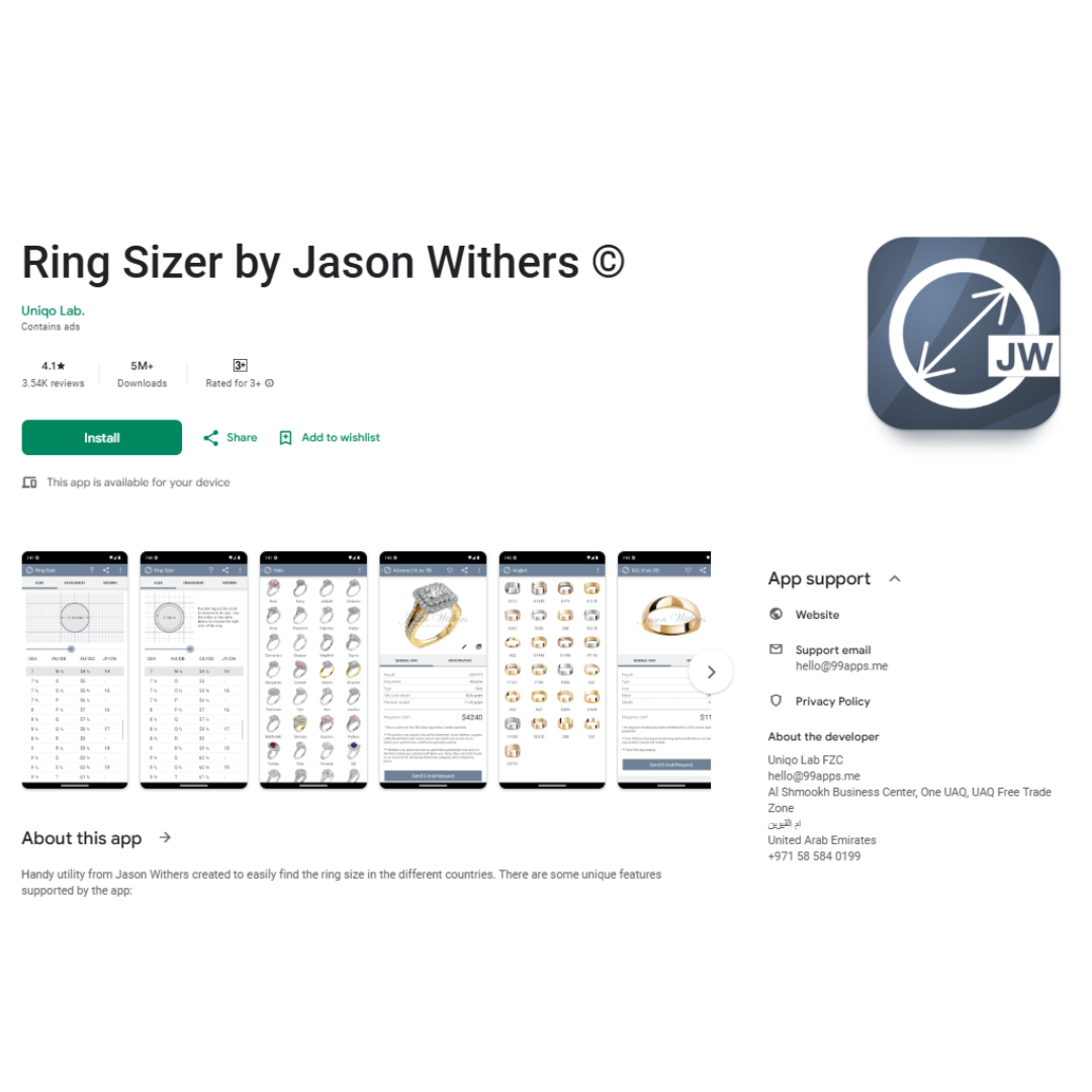 Find or download Smartphone Camera Ring Sizer Apps